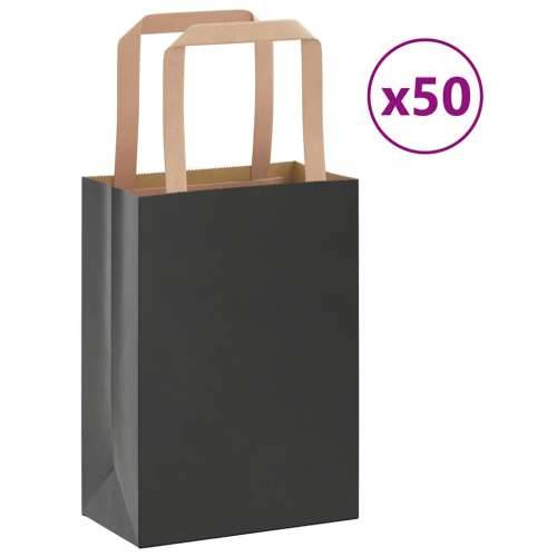 Papirnate vrećice 50 kom s ručkama crne 15x8x21 cm - Crna 15 x 8 x 21 cm 50 Cijena