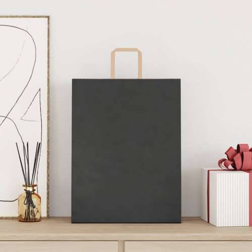 Papirnate vrećice 50 kom s ručkama crne 32x12x42 cm - Crna 32 x 12 x 42 cm 50 Cijena