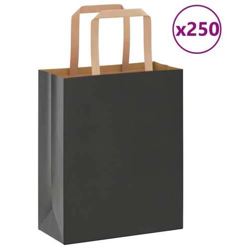 Papirnate vrećice 250 kom s ručkama crne 18x8x22 cm - Crna 18 x 8 x 22 cm 250 Cijena