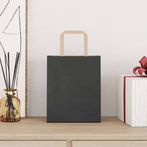 Papirnate vrećice 250 kom s ručkama crne 18x8x22 cm - Crna 18 x 8 x 22 cm 250 Cijena