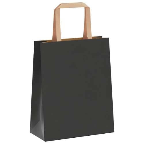 Papirnate vrećice 250 kom s ručkama crne 18x8x22 cm - Crna 18 x 8 x 22 cm 250 Cijena