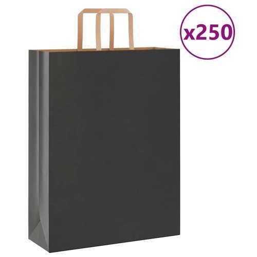 Papirnate vrećice 250 kom s ručkama crne 32x12x42 cm - Crna 32 x 12 x 42 cm 250 Cijena