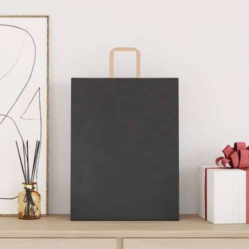 Papirnate vrećice 250 kom s ručkama crne 32x12x42 cm - Crna 32 x 12 x 42 cm 250 Cijena