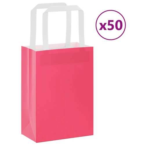Papirnate vrećice 50 kom s ručkama ružičaste 15x8x21 cm - Ružičasta 15 x 8 x 21 cm 50 Cijena