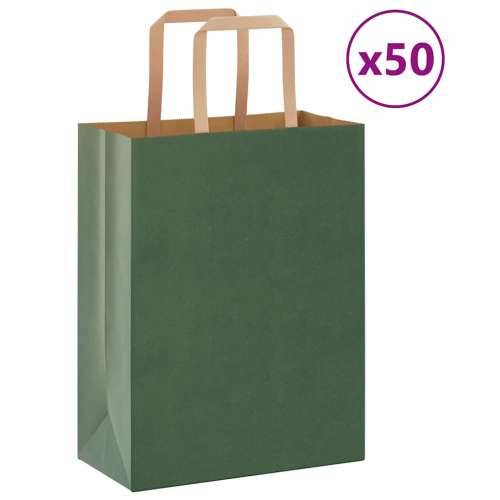 Papirnate vrećice 50 kom s ručkama zelene 21x11x28 cm - Zelena 21 x 11 x 28 cm 50 Cijena