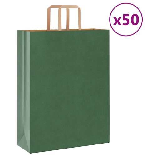 Papirnate vrećice 50 kom s ručkama zelene 32x12x42 cm - Zelena 32 x 12 x 42 cm 50 Cijena