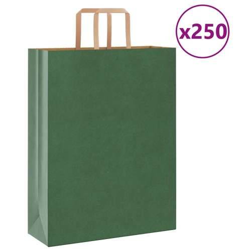 Papirnate vrećice 250 kom s ručkama zelene 32x12x42 cm - Zelena 32 x 12 x 42 cm 250 Cijena