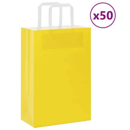 Papirnate vrećice 50 kom s ručkama žute 21x11x31 cm - Žuta 21 x 11 x 31 cm 50 Cijena
