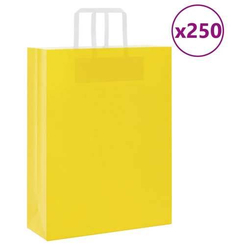 Papirnate vrećice 250 kom s ručkama žute 32x12x42 cm - Žuta 32 x 12 x 42 cm 250 Cijena