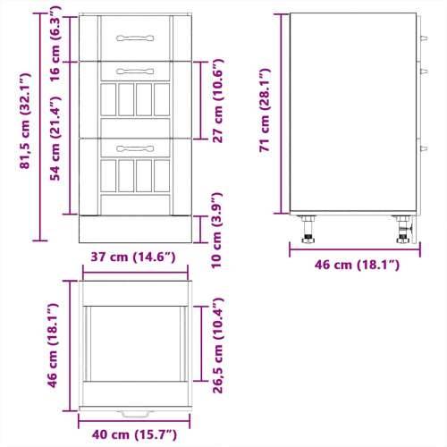 Donji kuhinjski ormarić Lucca bijeli konstruirano drvo - Bijela 40 x 46 x 81.5 cm 1 1x bottom cabinet (3 drawers) Cijena