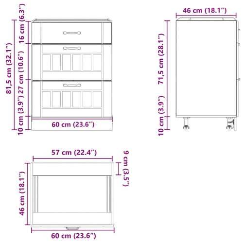 Donji kuhinjski ormarić Lucca crni konstruirano drvo - Crna 1 1 x donji ormarić (3 ladice) 60 cm Cijena