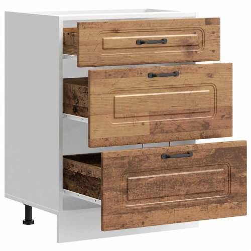Donji kuhinjski ormarić Kalmar boja drva konstruirano drvo - Staro drvo 60 x 46 x 81.5 cm 1 1x bottom cabinet (3 drawers) Cijena