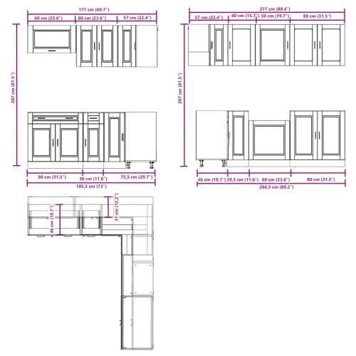 11-dijelni set kuhinjskih ormarića Porto konstruiranog drva - Beton siva 1 Cijena