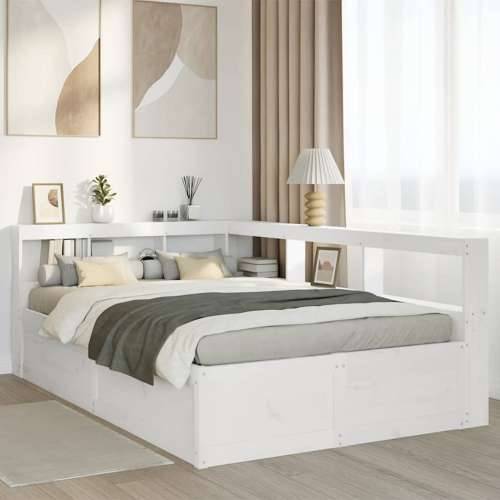 Krevet s regalom z knjige bez madraca bijeli 120x190cm borovina - Bijela 120 x 190 cm Cijena