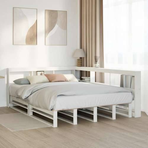 Krevet s regalom z knjige bez madraca bijeli 140x200cm borovina - Bijela 140 x 200 cm Cijena