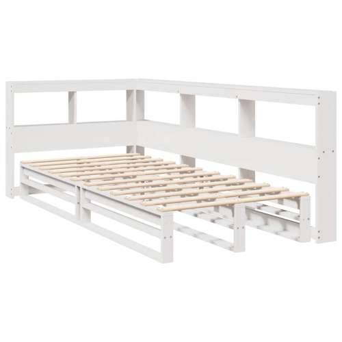 Krevet s regalom za knjige bez madraca bijeli 90x200cm borovina - Bijela 90 x 200 cm Cijena