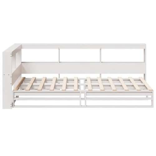 Krevet s regalom za knjige bez madraca bijeli 90x200cm borovina - Bijela 90 x 200 cm Cijena
