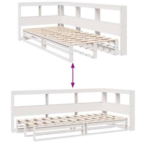 Krevet s regalom za knjige bez madraca bijeli 90x200cm borovina - Bijela 90 x 200 cm Cijena