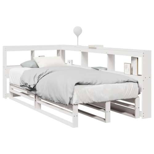 Krevet s regalom za knjige bez madraca bijeli 90x190cm borovina - Bijela 90 x 190 cm Cijena