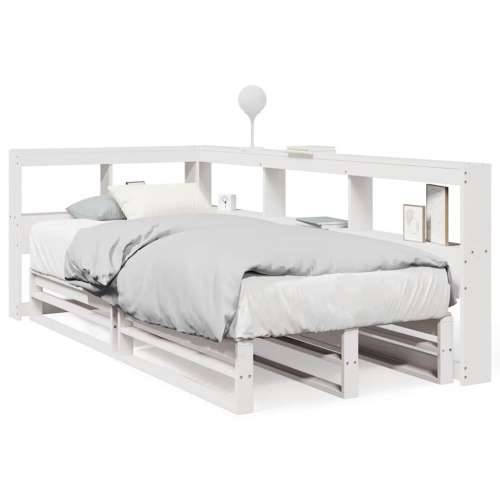Krevet s regalom za knjige bez madraca bijeli 90x190cm borovina - Bijela 90 x 190 cm Cijena