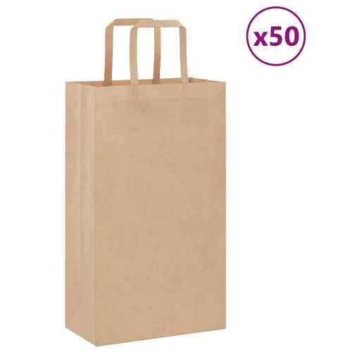 Papirnate vrećice 50 kom s ručkama smeđe 21x11x36 cm - Smeđa 21 x 11 x 36 cm 50 Cijena