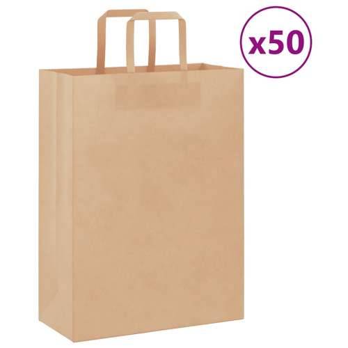 Papirnate vrećice 50 kom s ručkama smeđe 26x12x35 cm - Smeđa 26 x 12 x 35 cm 50 Cijena
