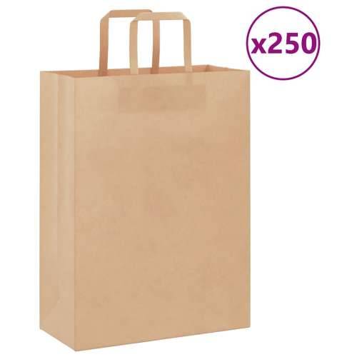Papirnate vrećice 250 kom s ručkama smeđe 26x12x35 cm - Smeđa 26 x 12 x 35 cm 250 Cijena