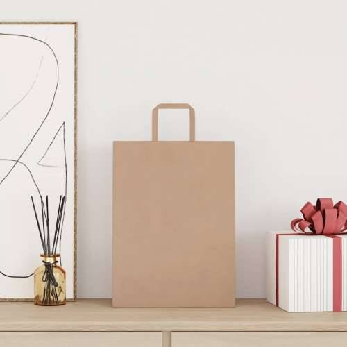 Papirnate vrećice 250 kom s ručkama smeđe 26x12x35 cm - Smeđa 26 x 12 x 35 cm 250 Cijena