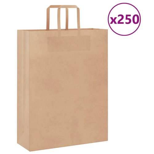 Papirnate vrećice 250 kom s ručkama smeđe 32x12x42 cm - Smeđa 32 x 12 x 42 cm 250 Cijena