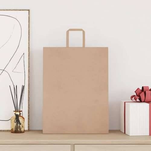 Papirnate vrećice 250 kom s ručkama smeđe 32x12x42 cm - Smeđa 32 x 12 x 42 cm 250 Cijena