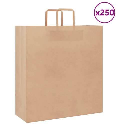 Papirnate vrećice 250 kom s ručkama smeđe 45x17x48 cm - Smeđa 45 x 17 x 48 cm 250 Cijena
