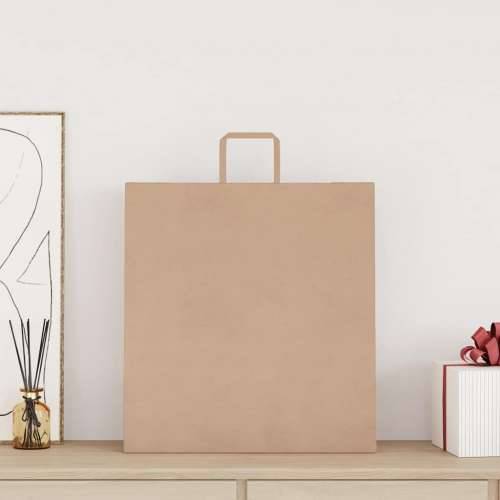 Papirnate vrećice 250 kom s ručkama smeđe 45x17x48 cm - Smeđa 45 x 17 x 48 cm 250 Cijena