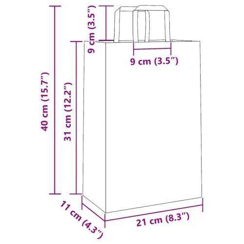 Papirnate vrećice 250 kom s ručkama bijele 21x11x31 cm - Bijela 21 x 11 x 31 cm 250 Cijena