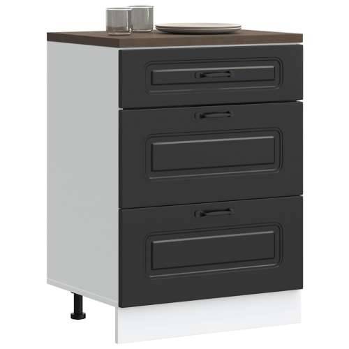 Donji kuhinjski ormarić Kalmar crni konstruirano drvo - Crna 60 x 46 x 81.5 cm 1 1x bottom cabinet (3 drawers) Cijena