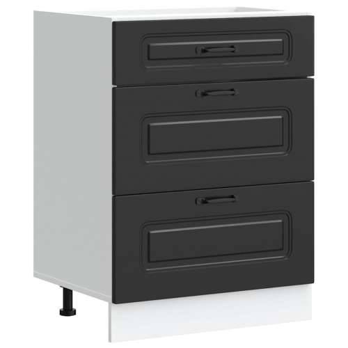 Donji kuhinjski ormarić Kalmar crni konstruirano drvo - Crna 60 x 46 x 81.5 cm 1 1x bottom cabinet (3 drawers) Cijena