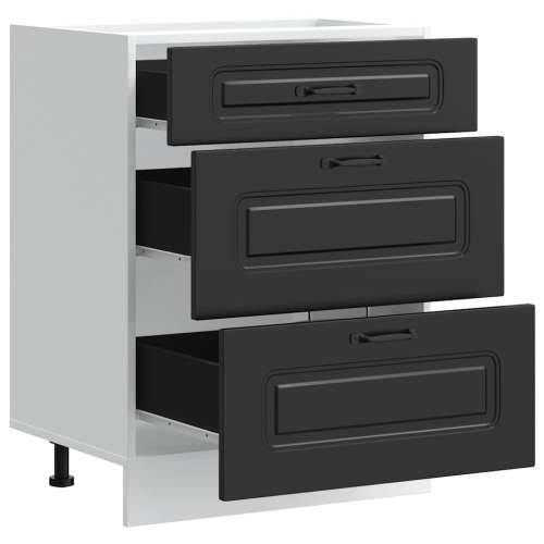 Donji kuhinjski ormarić Kalmar crni konstruirano drvo - Crna 60 x 46 x 81.5 cm 1 1x bottom cabinet (3 drawers) Cijena