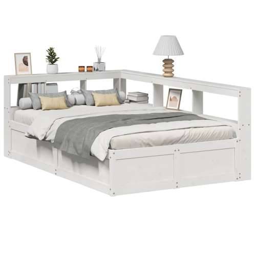 Krevet s regalom z knjige bez madraca bijeli 135x190cm borovina - Bijela 135 x 190 cm Cijena