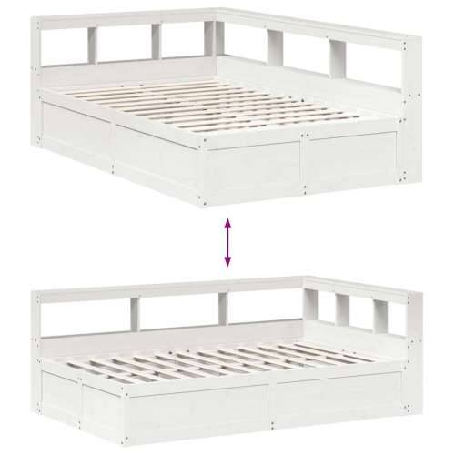 Krevet s regalom z knjige bez madraca bijeli 135x190cm borovina - Bijela 135 x 190 cm Cijena