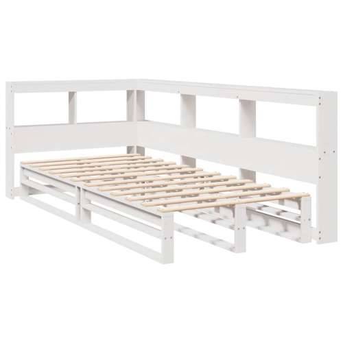 Krevet s regalom z knjige bez madraca bijeli 100x200cm borovina - Bijela 100 x 200 cm Cijena