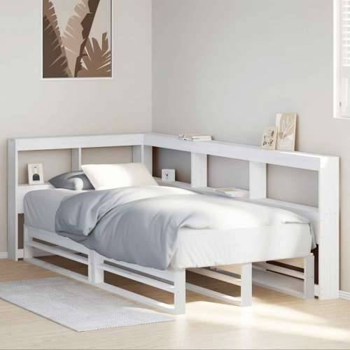 Krevet s regalom z knjige bez madraca bijeli 100x200cm borovina - Bijela 100 x 200 cm Cijena
