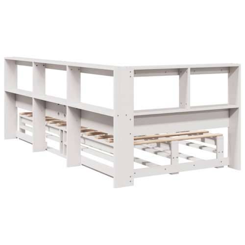 Krevet s regalom z knjige bez madraca bijeli 100x200cm borovina - Bijela 100 x 200 cm Cijena