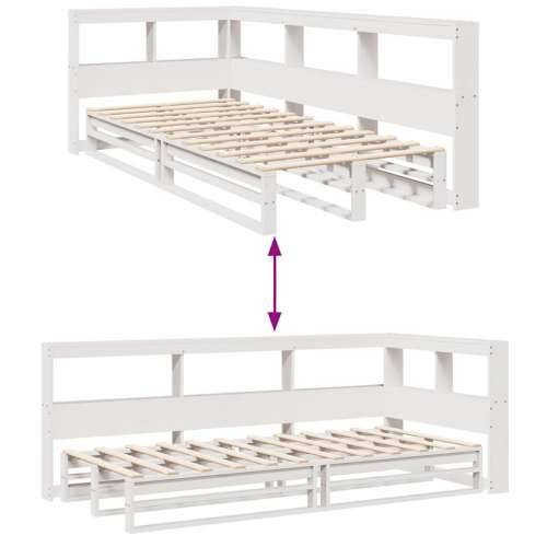 Krevet s regalom z knjige bez madraca bijeli 100x200cm borovina - Bijela 100 x 200 cm Cijena