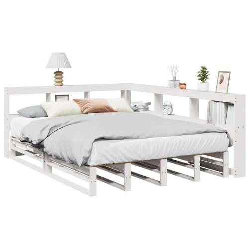 Krevet s regalom z knjige bez madraca bijeli 140x190cm borovina - Bijela 140 x 190 cm Cijena