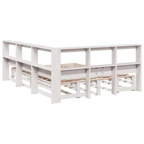 Krevet s regalom z knjige bez madraca bijeli 140x190cm borovina - Bijela 140 x 190 cm Cijena