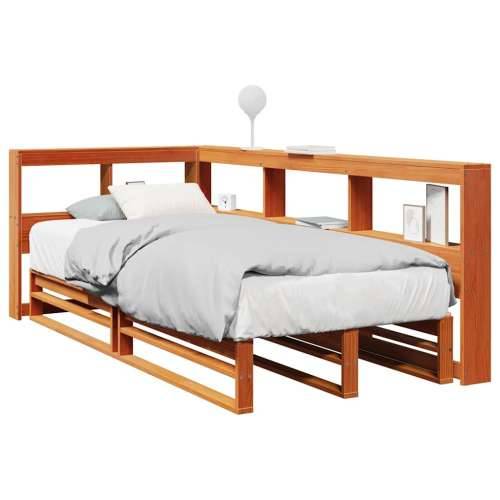 Krevet s regalom za knjige bez madraca 75 x 190 cm od borovine - Voštano smeđa 75 x 190 cm Cijena