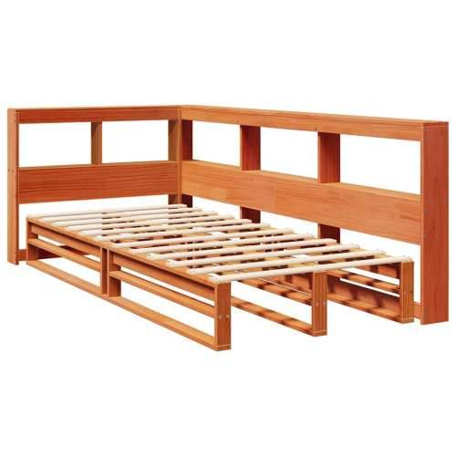 Krevet s regalom za knjige bez madraca 75 x 190 cm od borovine - Voštano smeđa 75 x 190 cm Cijena