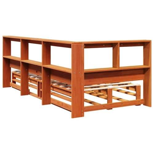 Krevet s regalom za knjige bez madraca 75 x 190 cm od borovine - Voštano smeđa 75 x 190 cm Cijena