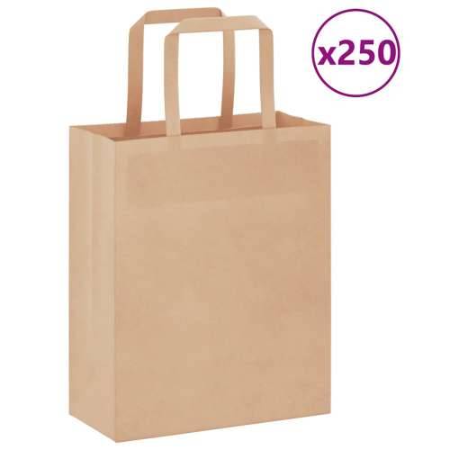 Papirnate vrećice 250 kom s ručkama smeđe 18x8x22 cm - Smeđa 18 x 8 x 22 cm 250 Cijena