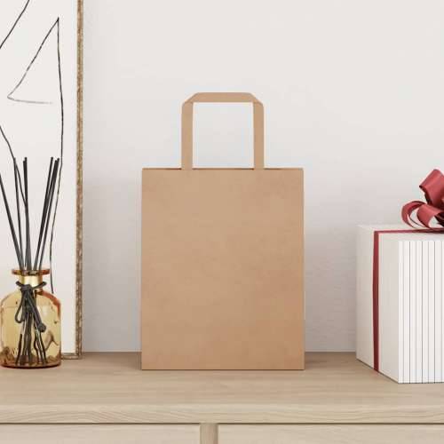 Papirnate vrećice 250 kom s ručkama smeđe 18x8x22 cm - Smeđa 18 x 8 x 22 cm 250 Cijena