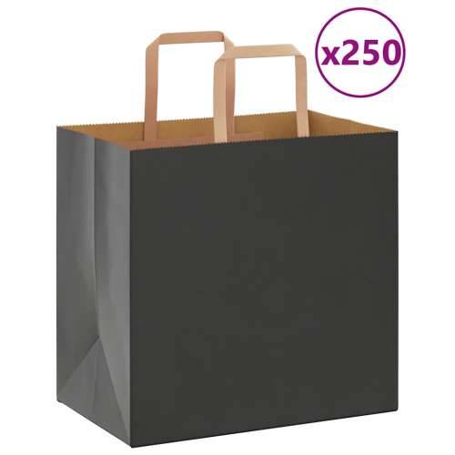 Papirnate vrećice 250 kom s ručkama crne 26x17x25 cm - Crna 26 x 17 x 25 cm 250 Cijena